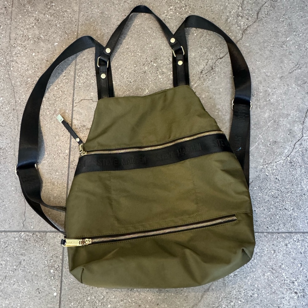 Steve Madden Olive Backpack with Black Accents